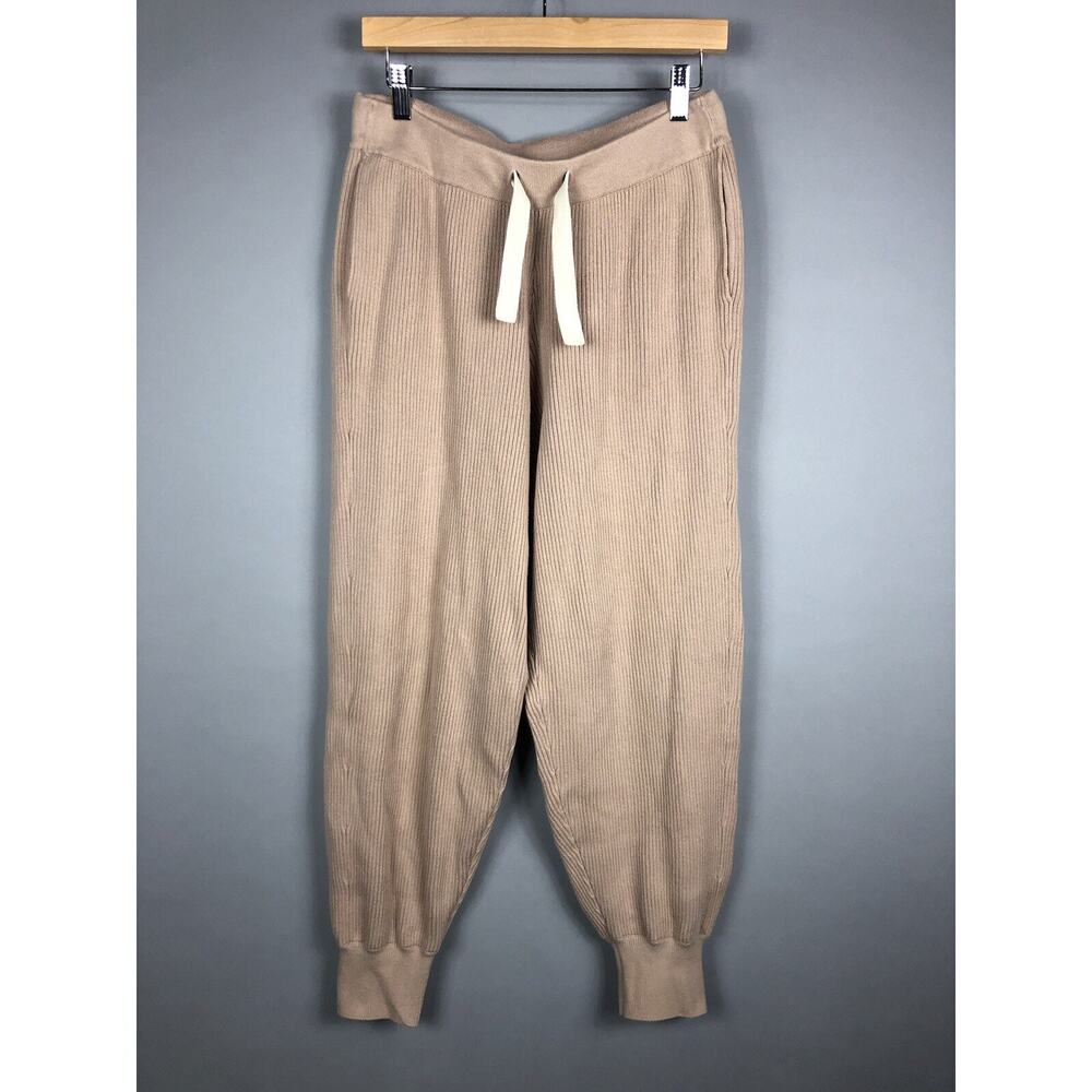 Back Beat Co Organic Cotton Surf Jogger Pants Womens M/L Beige Ribbed Tapered